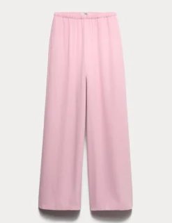 Crepe Elasticated Waist Wide Leg Trousers