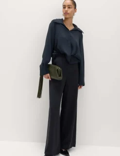 Crepe Elasticated Waist Wide Leg Trousers