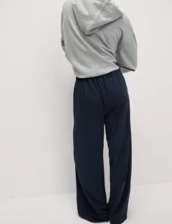 Crepe Elasticated Waist Wide Leg Trousers