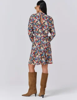 Crepe Floral Knee Length Skater Dress