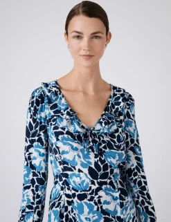 Crepe Floral V-Neck Mini Skater Dress