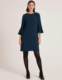 Crepe Frill Sleeve Mini Dress