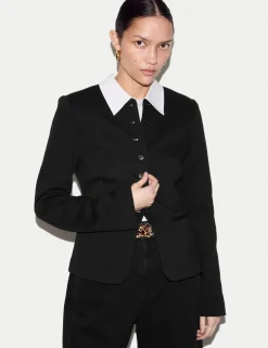 Crepe Jersey Button Detail Jacket