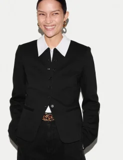 Crepe Jersey Button Detail Jacket
