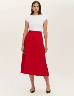 Crepe Midi A-Line Skirt