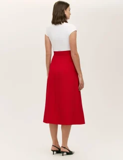 Crepe Midi A-Line Skirt