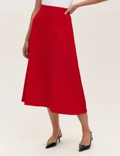 Crepe Midi A-Line Skirt