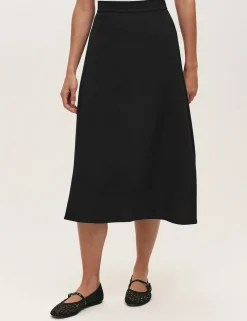 Crepe Midi A-Line Skirt