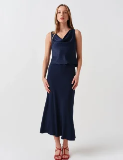 Crepe Midi Slip Skirt