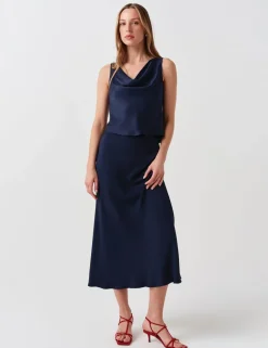Crepe Midi Slip Skirt