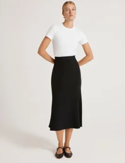 Crepe Midi Slip Skirt