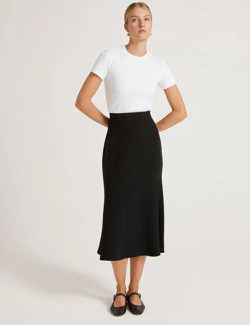 Crepe Midi Slip Skirt