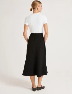Crepe Midi Slip Skirt