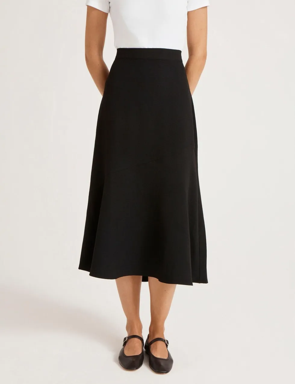 Crepe Midi Slip Skirt