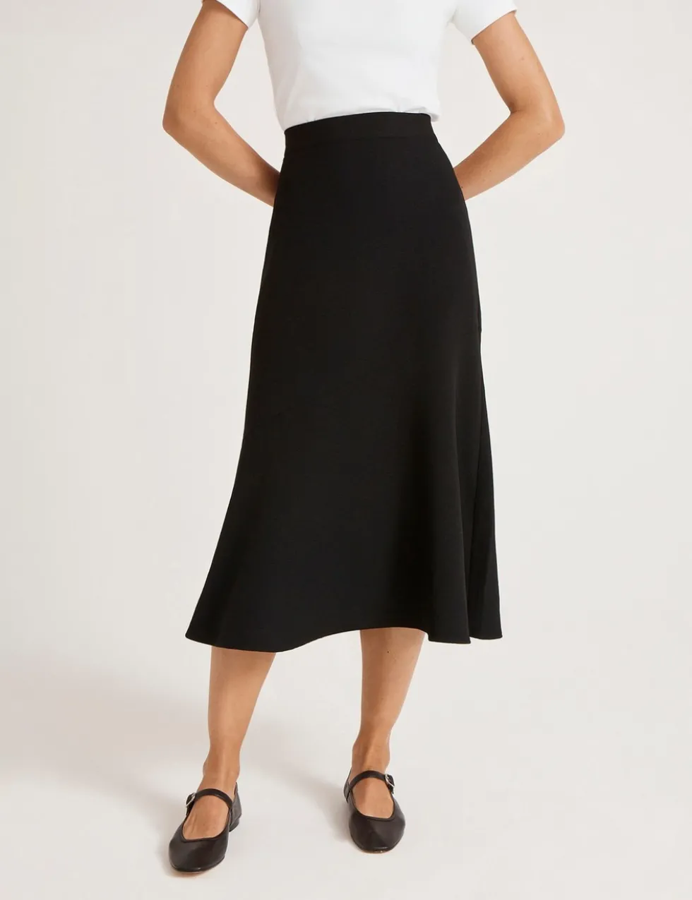 Crepe Midi Slip Skirt