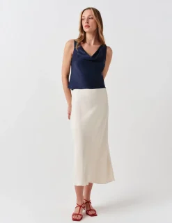 Crepe Midi Slip Skirt