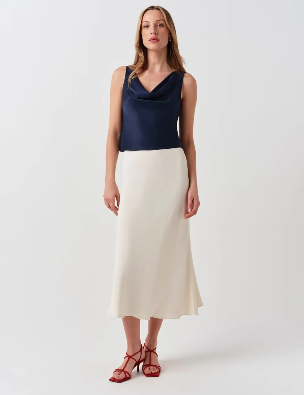Crepe Midi Slip Skirt