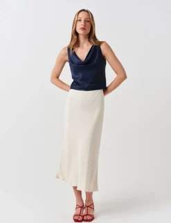 Crepe Midi Slip Skirt
