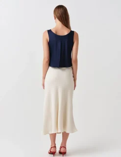 Crepe Midi Slip Skirt