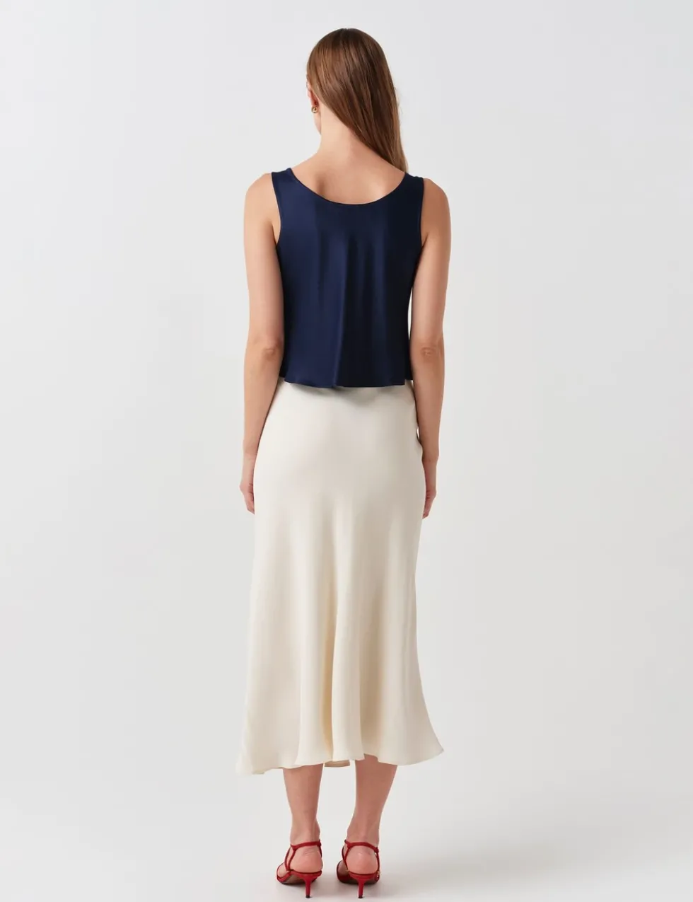 Crepe Midi Slip Skirt