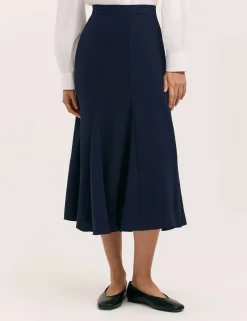 Crepe Pleated Midi Skirt