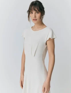 Crepe Round Neck Midi Skater Dress