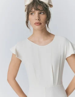 Crepe Round Neck Midi Skater Dress