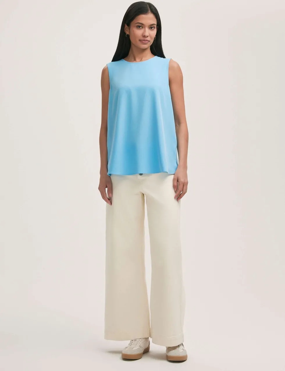 Crepe Round Neck Shell Top