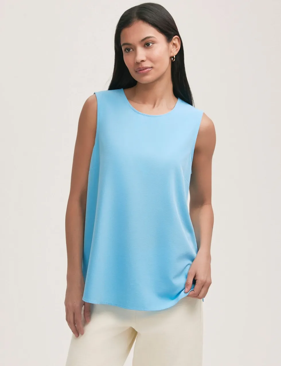 Crepe Round Neck Shell Top