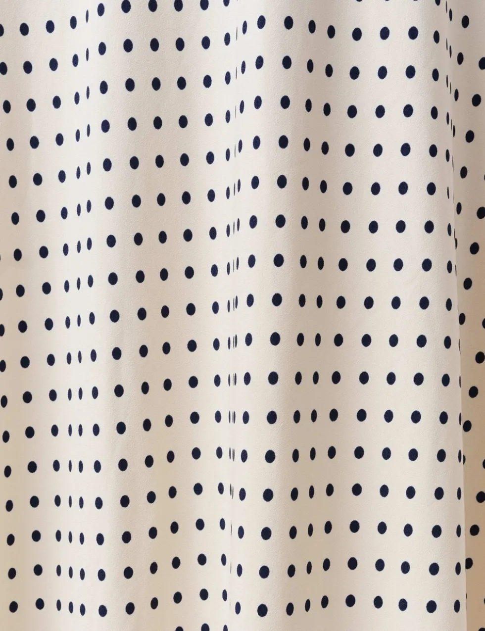 Crepe Spot Print V-Neck Midi Dress