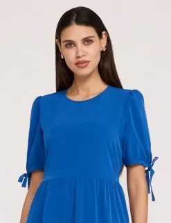 Crepe Tie Detail Tiered Midi Dress