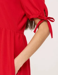 Crepe Tie Detail Tiered Midi Dress