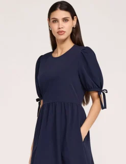 Crepe Tie Detail Tiered Midi Dress