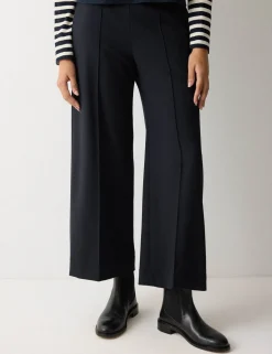 Crepe Wide Leg Ankle Grazer Trousers