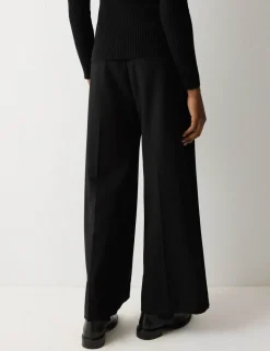 Crepe Wide Leg Ankle Grazer Trousers