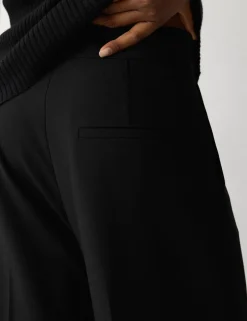 Crepe Wide Leg Ankle Grazer Trousers