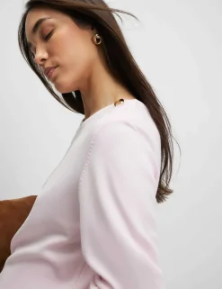 Crew Neck Button Detail Knitted Top