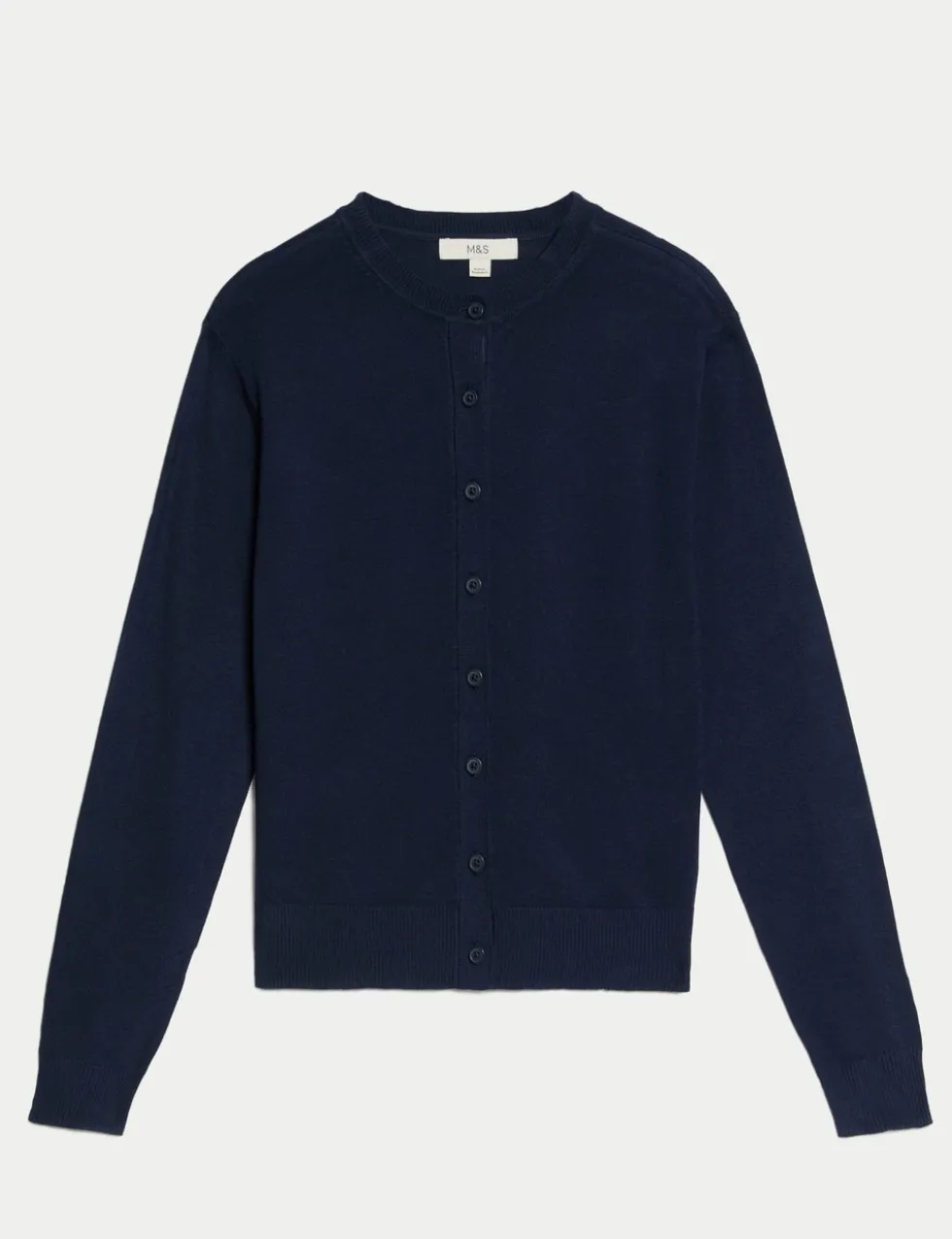 Crew Neck Button Front Cardigan