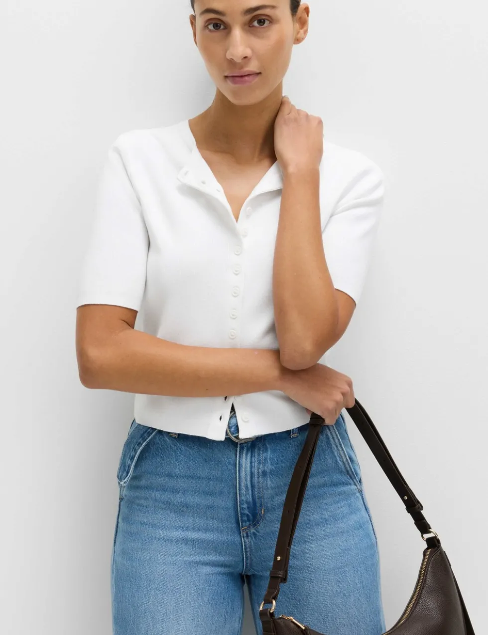 Crew Neck Cropped Cardigan