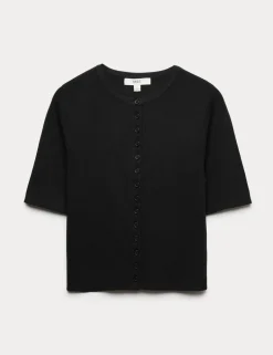 Crew Neck Cropped Cardigan