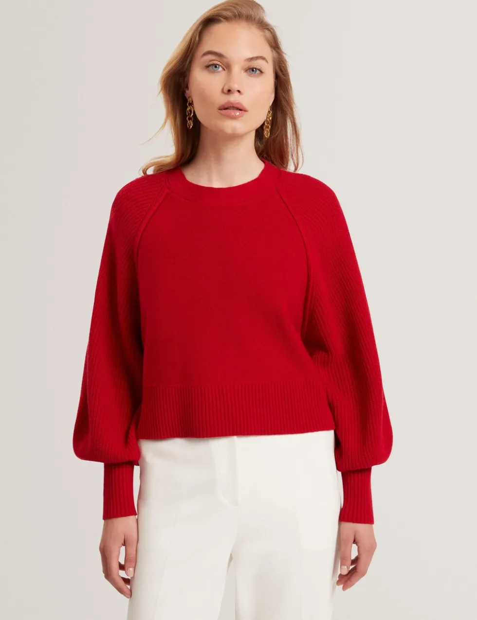 Crew Neck Jumper with Cotton and Merino Wool