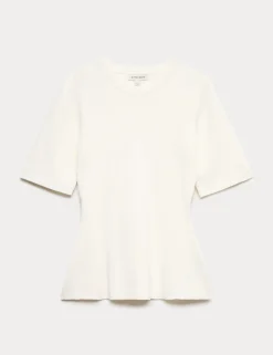 Crew Neck Peplum Knitted Top