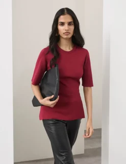 Crew Neck Peplum Knitted Top