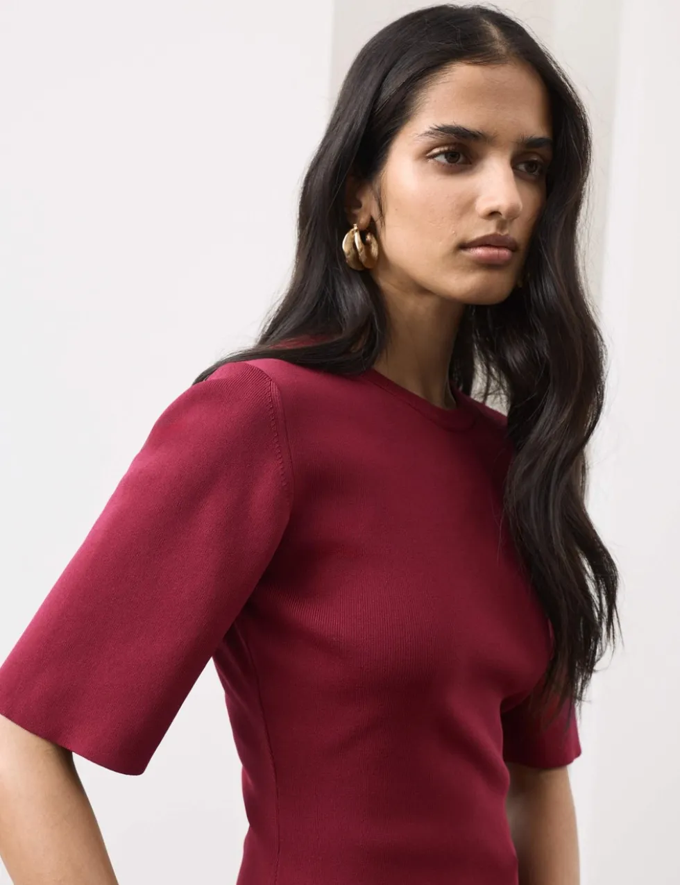 Crew Neck Peplum Knitted Top