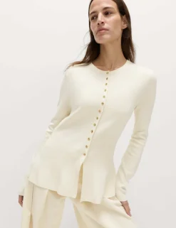 Crew Neck Peplum Slim Fit Cardigan