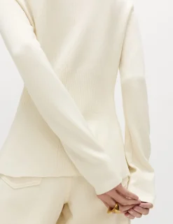 Crew Neck Peplum Slim Fit Cardigan