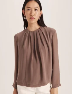 Crew Neck Tuck Detail Blouse