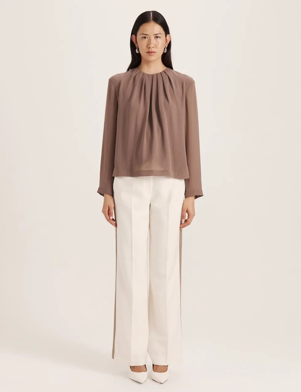 Crew Neck Tuck Detail Blouse