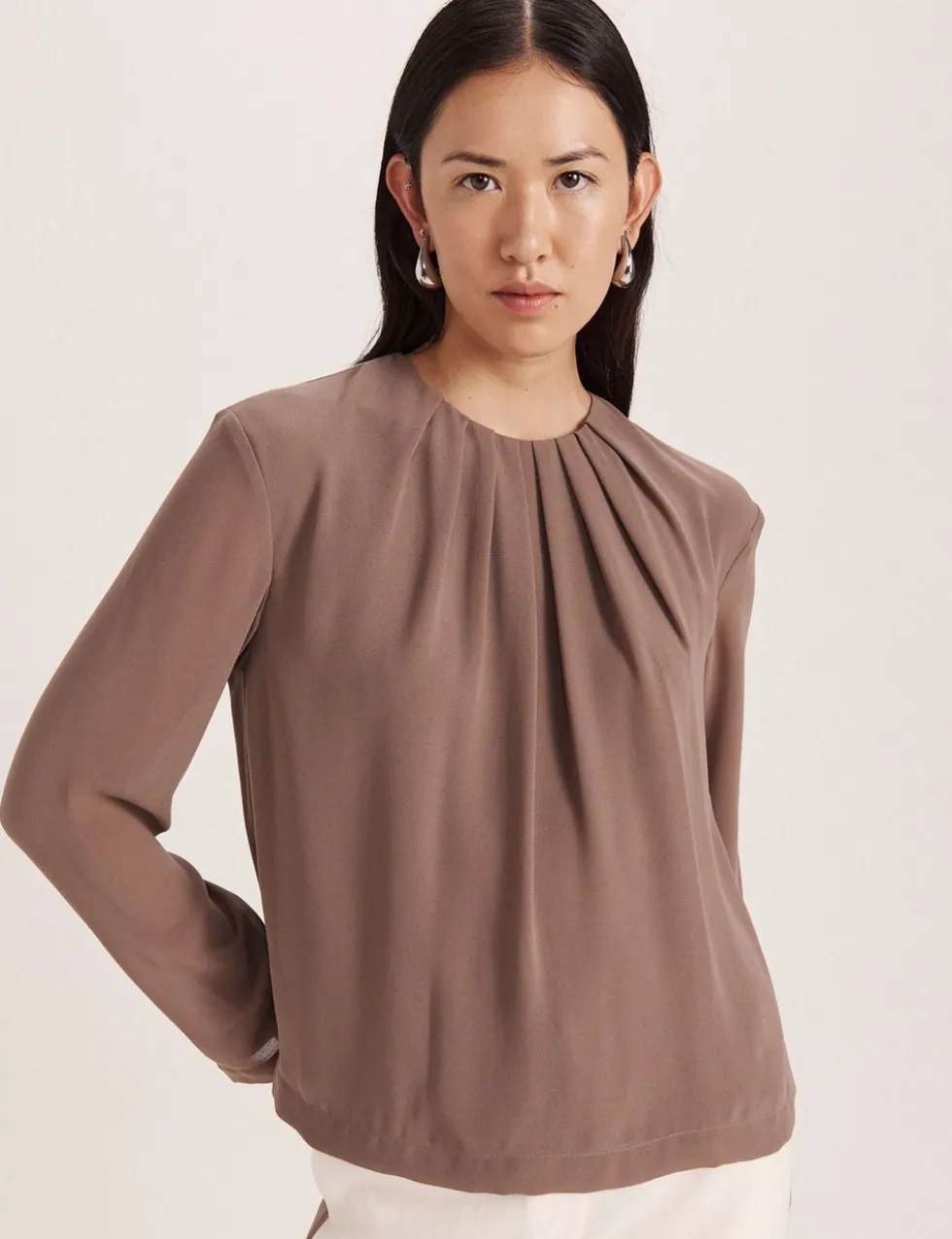 Crew Neck Tuck Detail Blouse