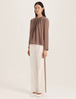 Crew Neck Tuck Detail Blouse